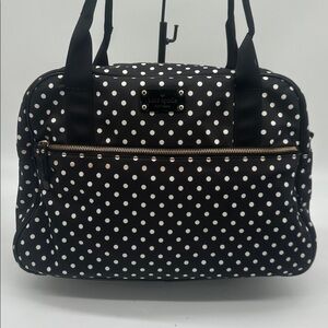 Kate Spade Black and White Polka Dotted Weekender Travel Bag